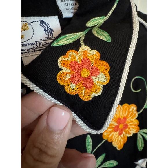 Retro Panhandle Slim Crochet Floral Embroidered Western Shirt XL - Picture 10 of 11